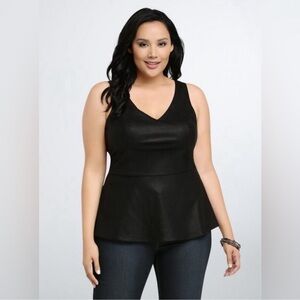 Torrid Faux Leather Peplum Top Black Size 2X